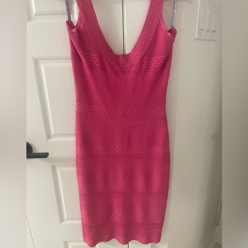 Herve Leger bodycon bandage hot pink mini dress